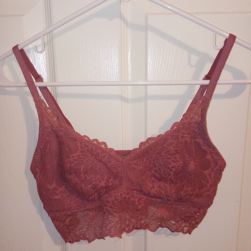 Pink sz S Bralette Orange rust lace
